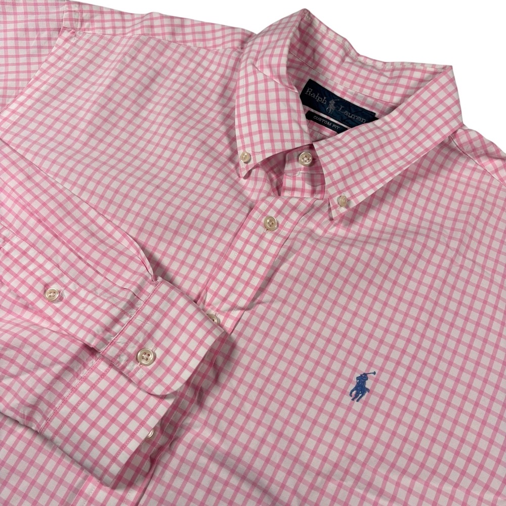 VTG Ralph Lauren Men's Gingham‎ Button Down Pink XXL Preppy Old Money Classic